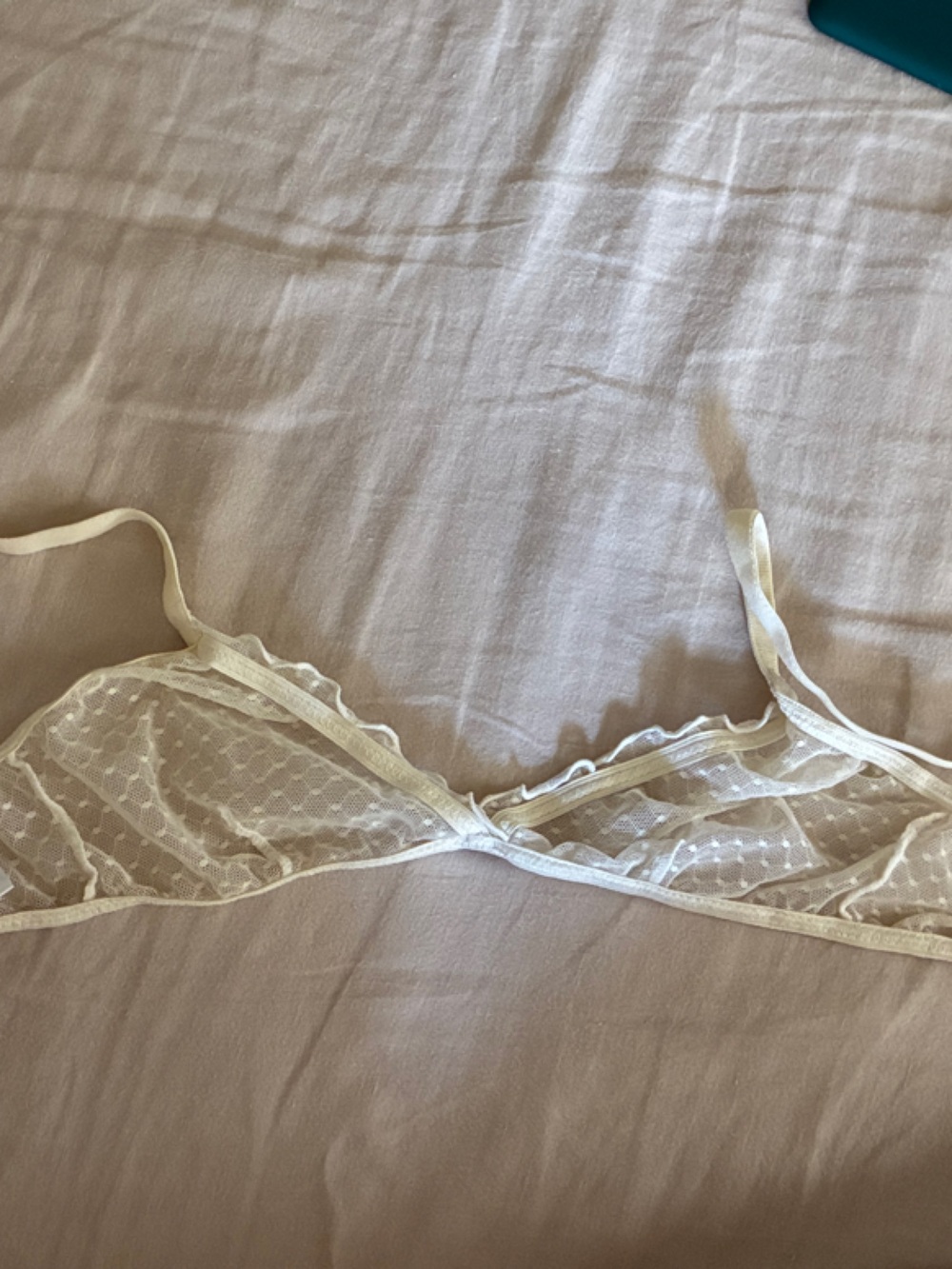 Rouje Sheer Swiss Dot Bralette in Cream - Picture 3 of 6